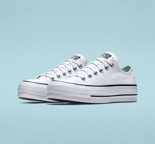 Converse Chuck Taylor All Star Lift Platform Canvas Låga Sneakers Vita Svarta Vita | CV-832VSD