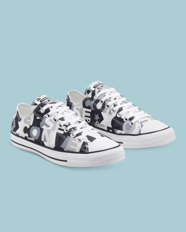 Converse Chuck Taylor All Star Logo Print Låga Sneakers Svarta | CV-297EGQ