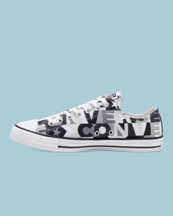 Converse Chuck Taylor All Star Logo Print Låga Sneakers Svarta | CV-297EGQ