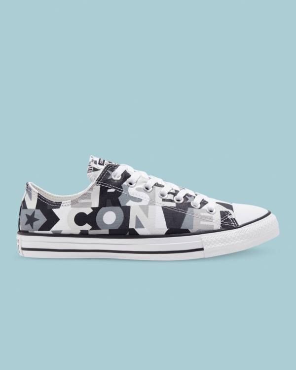 Converse Chuck Taylor All Star Logo Print Låga Sneakers Svarta | CV-297EGQ