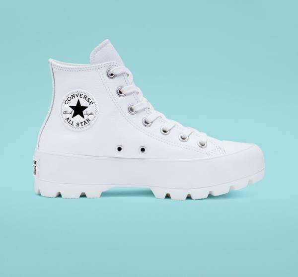 Converse Chuck Taylor All Star Lugged Läder Höga Sneakers Vita Svarta Vita | CV-072ZJL