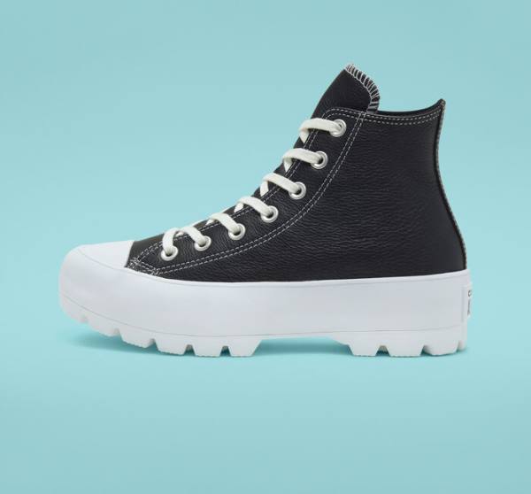 Converse Chuck Taylor All Star Lugged Läder Höga Sneakers Svarta Vita | CV-517CJN