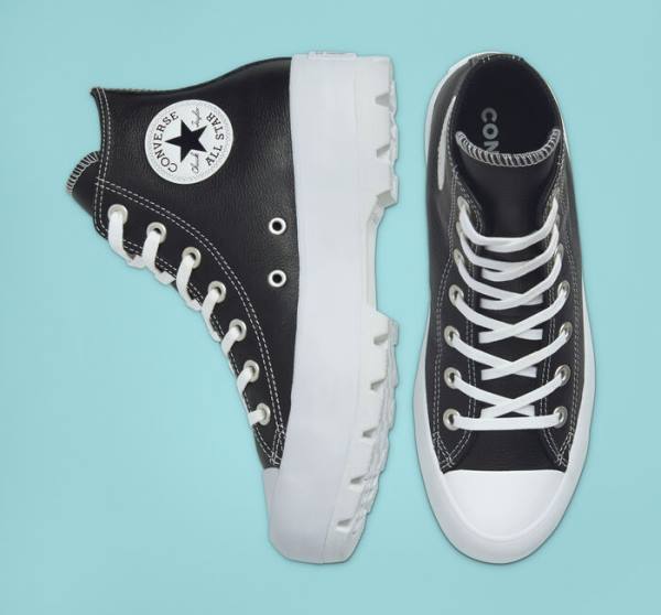 Converse Chuck Taylor All Star Lugged Läder Höga Sneakers Svarta Vita | CV-517CJN