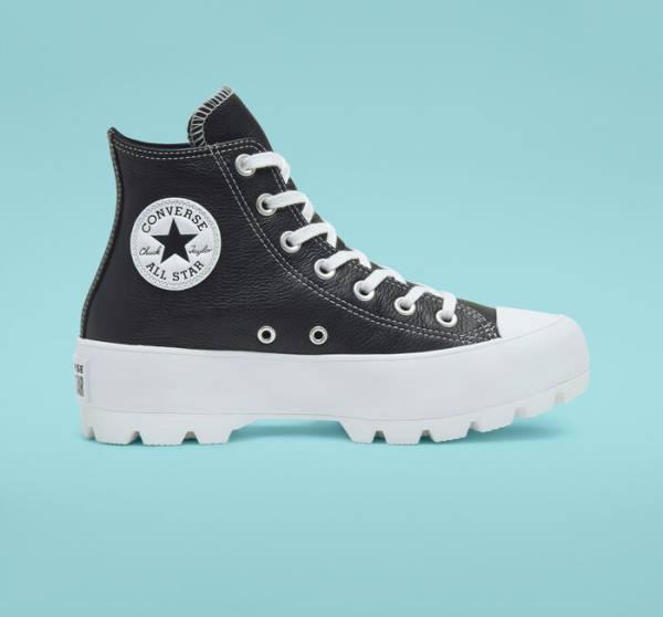 Converse Chuck Taylor All Star Lugged Läder Höga Sneakers Svarta Vita | CV-517CJN