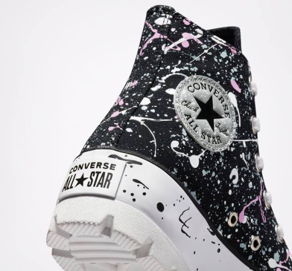 Converse Chuck Taylor All Star Lugged Paint Splatter Höga Sneakers Svarta Grå Rosa | CV-310DKY