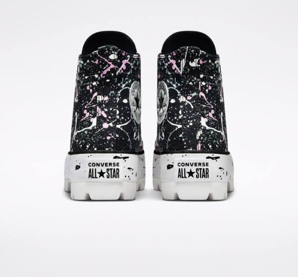 Converse Chuck Taylor All Star Lugged Paint Splatter Höga Sneakers Svarta Grå Rosa | CV-310DKY