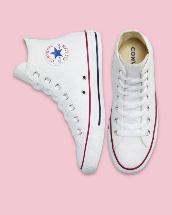 Converse Chuck Taylor All Star Läder Höga Sneakers Vita | CV-217LQW