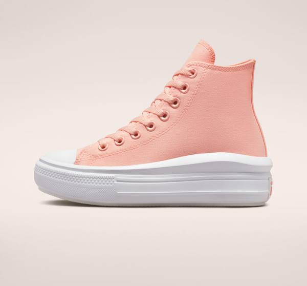 Converse Chuck Taylor All Star Move Platform Canvas Höga Sneakers Rosa Vita Rosa | CV-419UNE