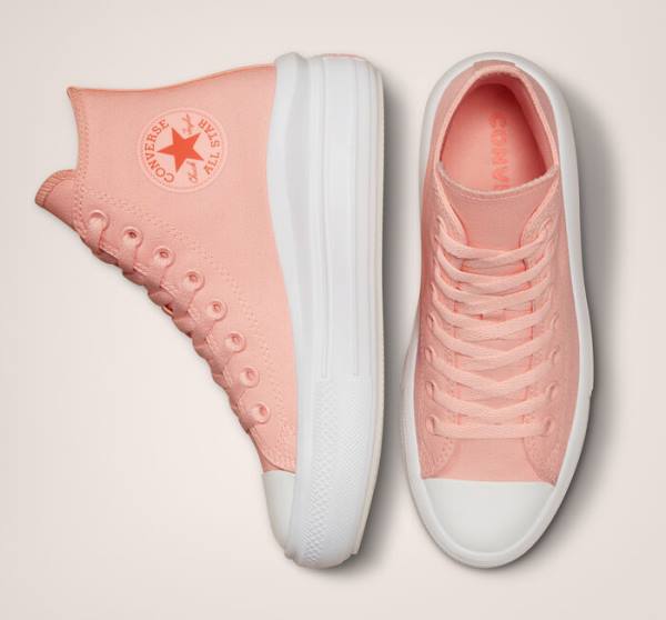 Converse Chuck Taylor All Star Move Platform Canvas Höga Sneakers Rosa Vita Rosa | CV-419UNE