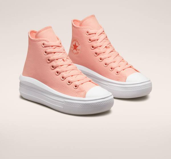 Converse Chuck Taylor All Star Move Platform Canvas Höga Sneakers Rosa Vita Rosa | CV-419UNE