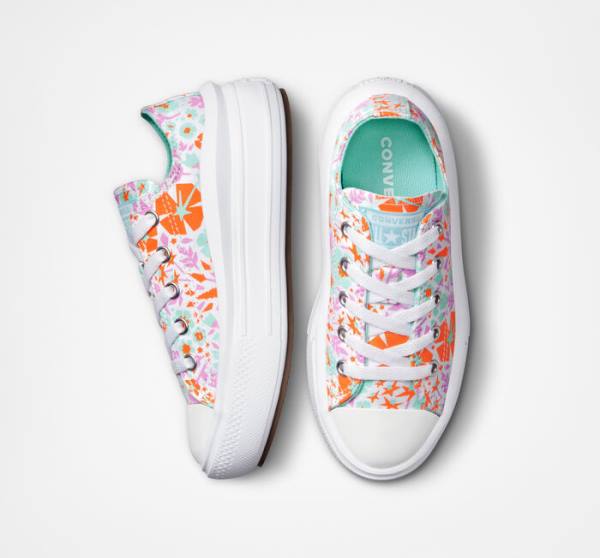 Converse Chuck Taylor All Star Move Platform Paper Floral Låga Sneakers Vita Ljus | CV-923SPN