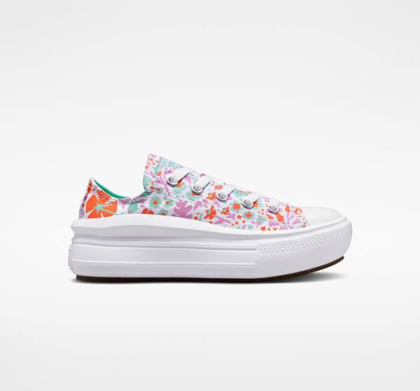 Converse Chuck Taylor All Star Move Platform Paper Floral Låga Sneakers Vita Ljus | CV-923SPN