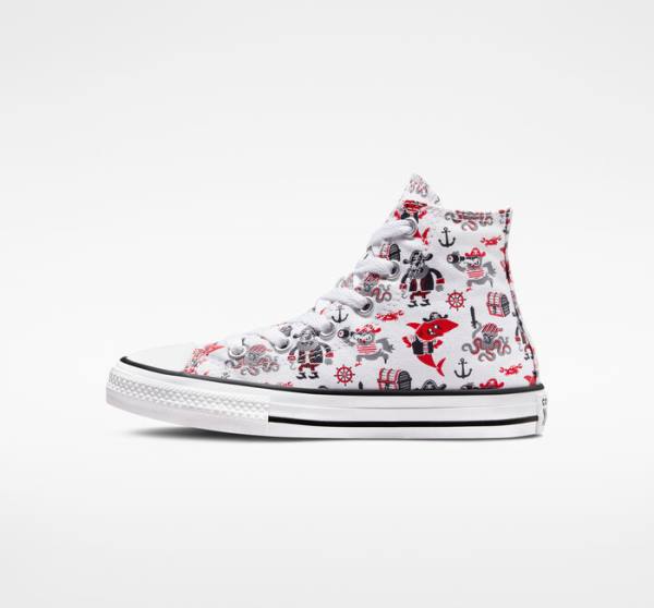 Converse Chuck Taylor All Star Pirates Höga Sneakers Vita Röda Svarta | CV-784OPB