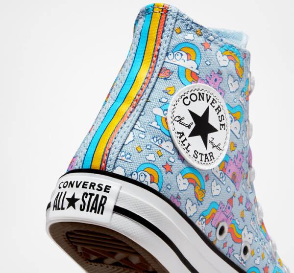 Converse Chuck Taylor All Star Rainbow Castles Höga Sneakers Blå Rosa | CV-147OTK