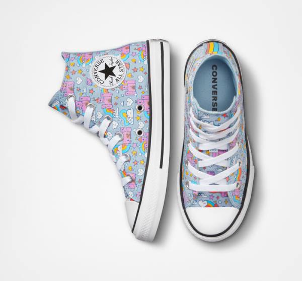 Converse Chuck Taylor All Star Rainbow Castles Höga Sneakers Blå Rosa | CV-147OTK