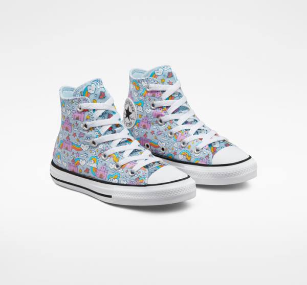 Converse Chuck Taylor All Star Rainbow Castles Höga Sneakers Blå Rosa | CV-147OTK