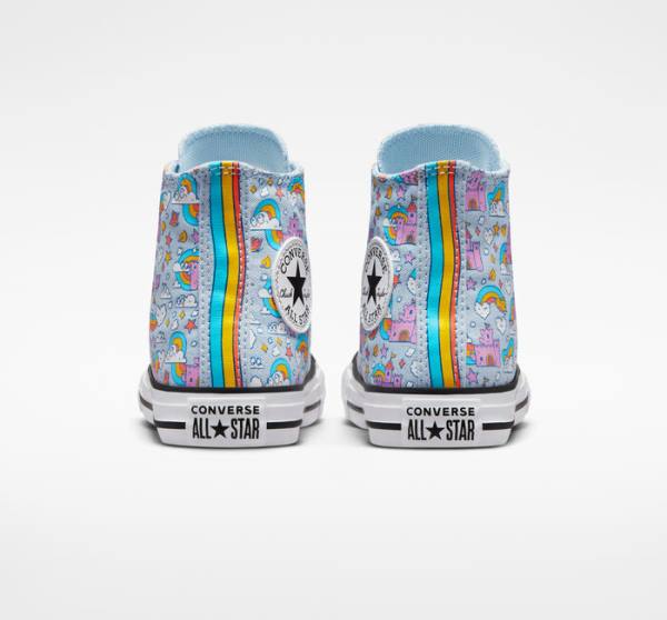 Converse Chuck Taylor All Star Rainbow Castles Höga Sneakers Blå Rosa | CV-147OTK