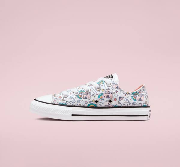 Converse Chuck Taylor All Star Rainbow Castles Låga Sneakers Vita Rosa Turkos | CV-324TSP