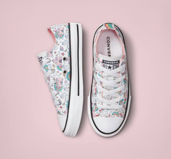 Converse Chuck Taylor All Star Rainbow Castles Låga Sneakers Vita Rosa Turkos | CV-324TSP