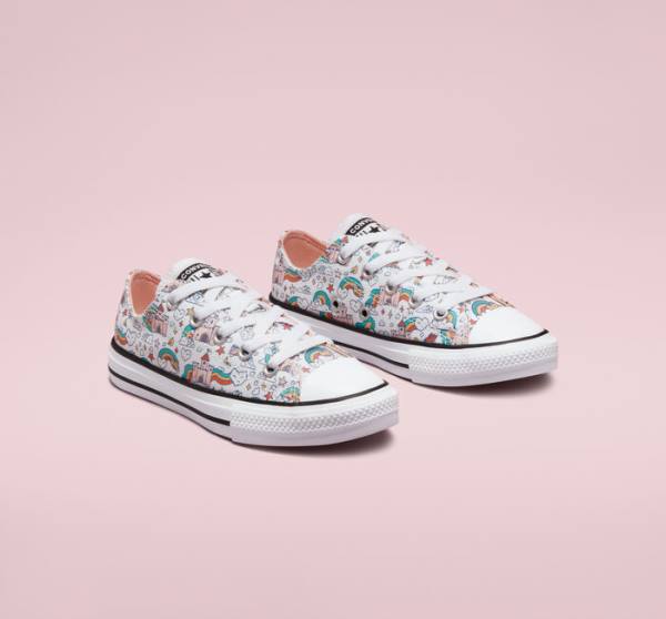 Converse Chuck Taylor All Star Rainbow Castles Låga Sneakers Vita Rosa Turkos | CV-324TSP