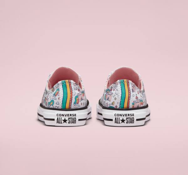 Converse Chuck Taylor All Star Rainbow Castles Låga Sneakers Vita Rosa Turkos | CV-324TSP