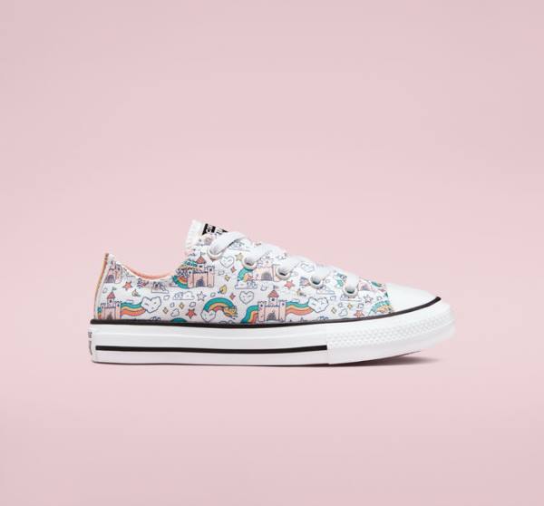 Converse Chuck Taylor All Star Rainbow Castles Låga Sneakers Vita Rosa Turkos | CV-324TSP