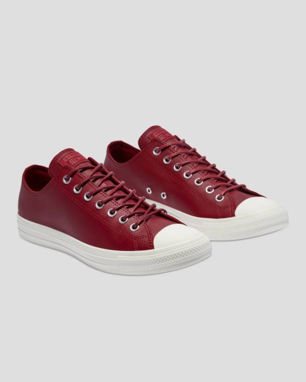 Converse Chuck Taylor All Star Seasonal Läder Låga Sneakers Vinröda | CV-672KPM