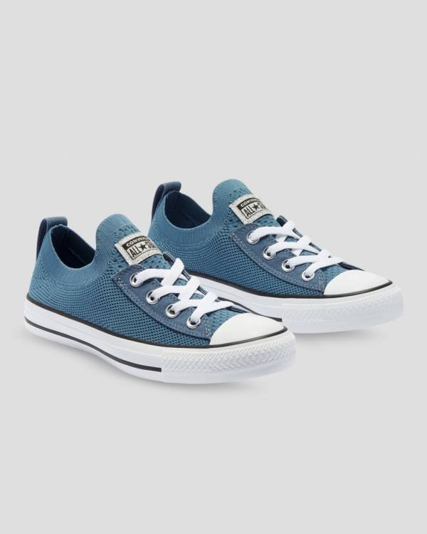 Converse Chuck Taylor All Star Shoreline Knit Glitter Låga Sneakers Blå | CV-082TOP