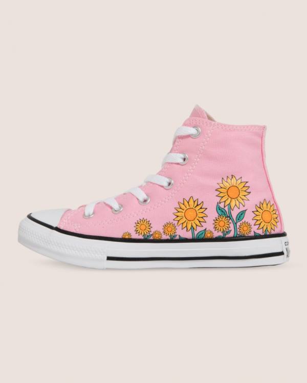 Converse Chuck Taylor All Star Sunflower Print Höga Sneakers Rosa | CV-249JKX