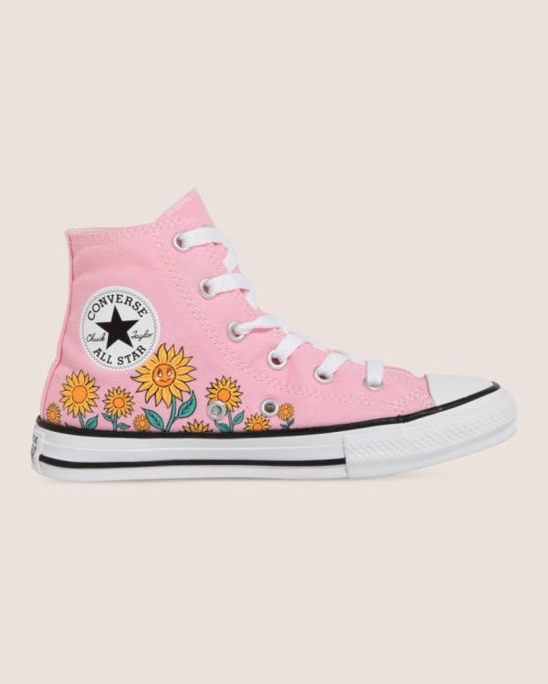 Converse Chuck Taylor All Star Sunflower Print Höga Sneakers Rosa | CV-249JKX