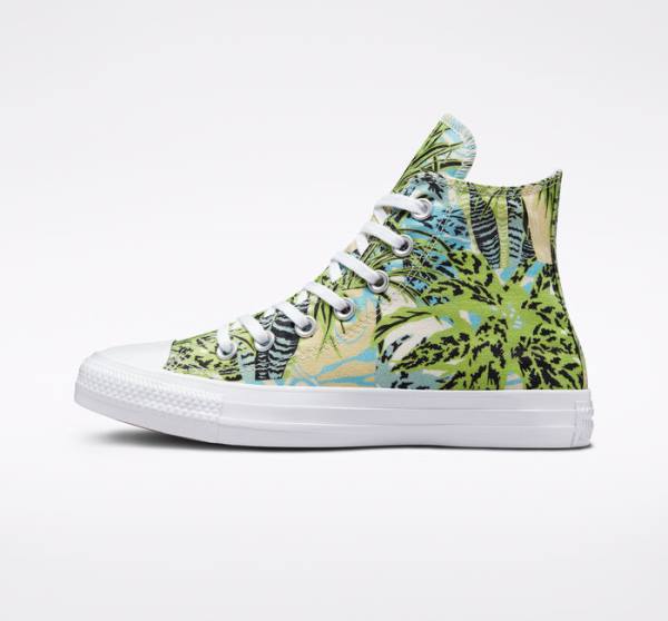 Converse Chuck Taylor All Star Tropical Florals Höga Sneakers Ljusgröna Vita | CV-089LWM