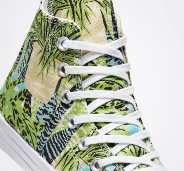 Converse Chuck Taylor All Star Tropical Florals Höga Sneakers Ljusgröna Vita | CV-089LWM