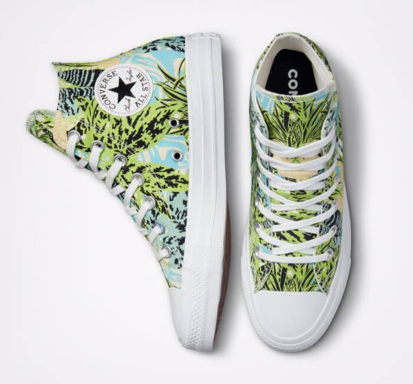 Converse Chuck Taylor All Star Tropical Florals Höga Sneakers Ljusgröna Vita | CV-089LWM