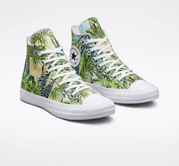 Converse Chuck Taylor All Star Tropical Florals Höga Sneakers Ljusgröna Vita | CV-273MAN