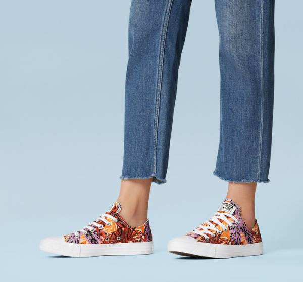 Converse Chuck Taylor All Star Tropical Florals Låga Sneakers Orange Svarta Vita | CV-527KPD