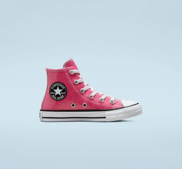 Converse Chuck Taylor All Star Vinter Glitter Höga Sneakers Rosa Svarta Vita | CV-083HXQ