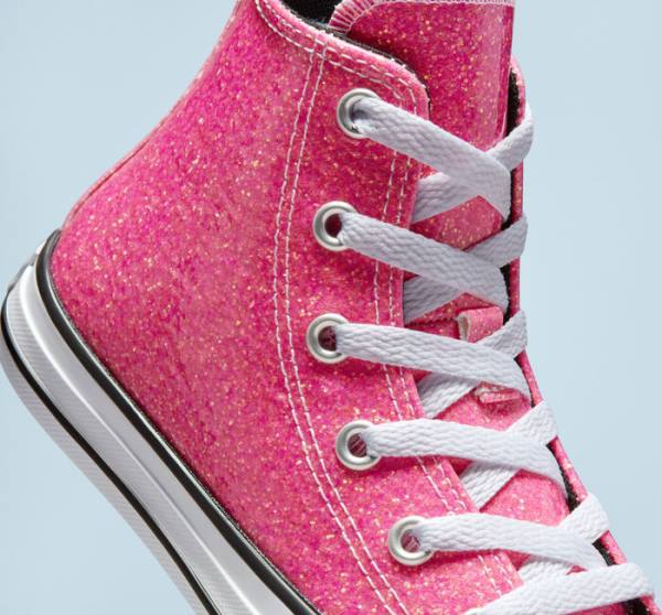 Converse Chuck Taylor All Star Vinter Glitter Höga Sneakers Rosa Svarta Vita | CV-083HXQ