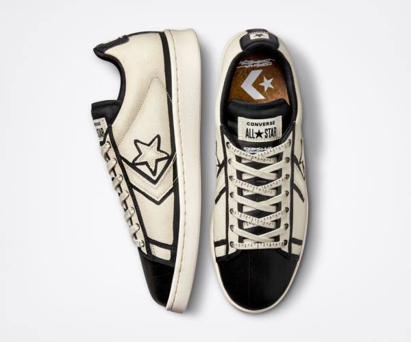 Converse Joshua Vides Pro Läder Låga Sneakers Beige Vita Svarta | CV-475TBJ