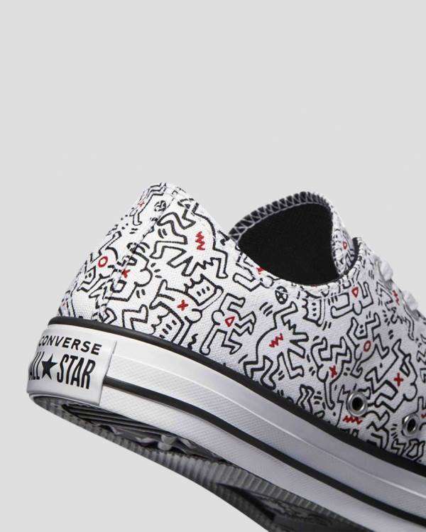 Converse Keith Haring Chuck Taylor All Star Låga Sneakers Vita Svarta Röda | CV-312ZQU