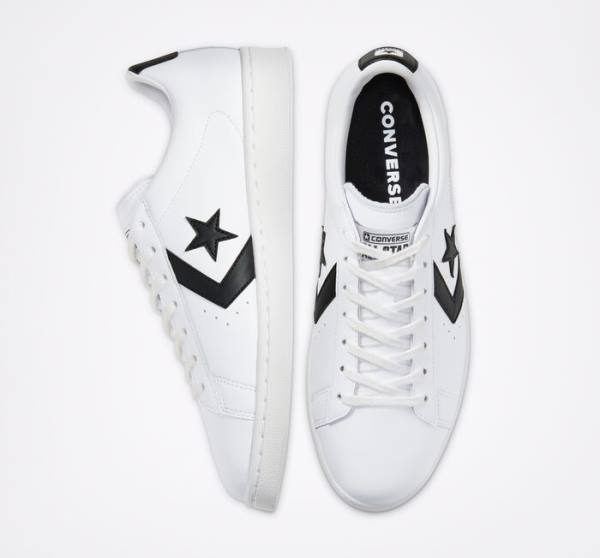 Converse OG Pro Läder Låga Sneakers Vita Svarta Vita | CV-518SVZ