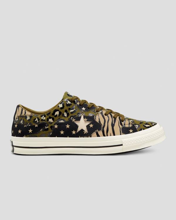 Converse One Star Archive Print Mix Låga Sneakers Olivgröna Leopard | CV-271NEK