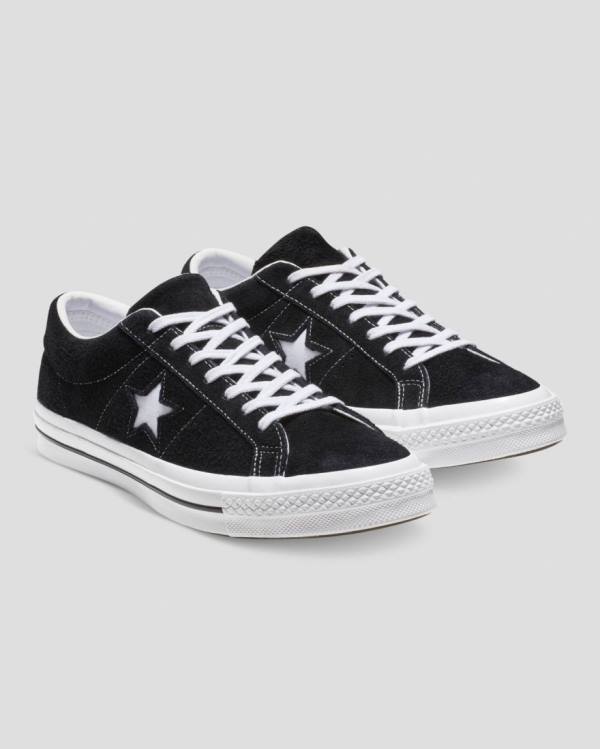 Converse One Star Premium Mocka Låga Sneakers Svarta | CV-983OUB