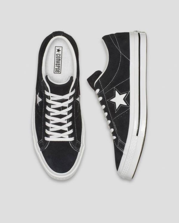 Converse One Star Premium Mocka Låga Sneakers Svarta | CV-983OUB