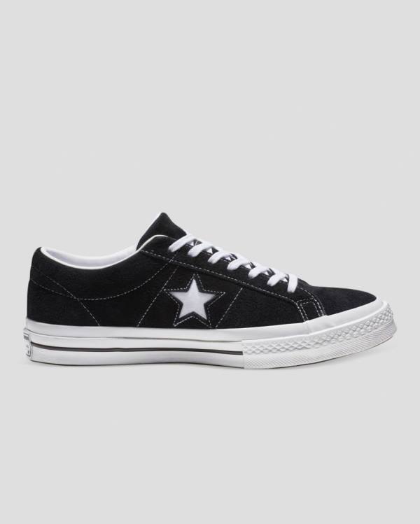 Converse One Star Premium Mocka Låga Sneakers Svarta | CV-983OUB