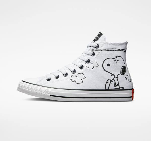 Converse Peanuts Chuck Taylor All Star Höga Sneakers Vita Svarta Röda | CV-326AIT