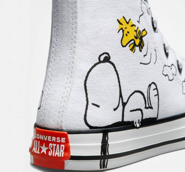 Converse Peanuts Chuck Taylor All Star Höga Sneakers Vita Svarta Röda | CV-326AIT