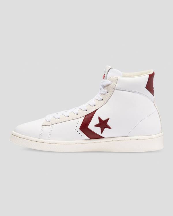 Converse Pro Läder Italy Höga Sneakers Vita Röda | CV-836LJE