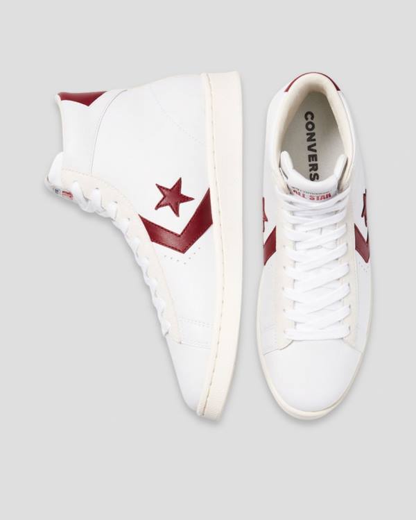 Converse Pro Läder Italy Höga Sneakers Vita Röda | CV-836LJE