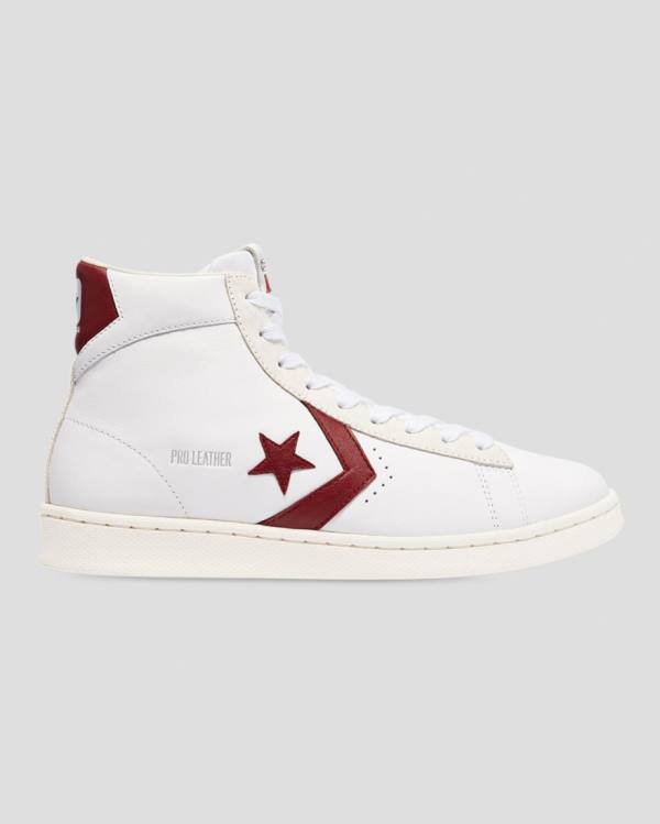 Converse Pro Läder Italy Höga Sneakers Vita Röda | CV-836LJE