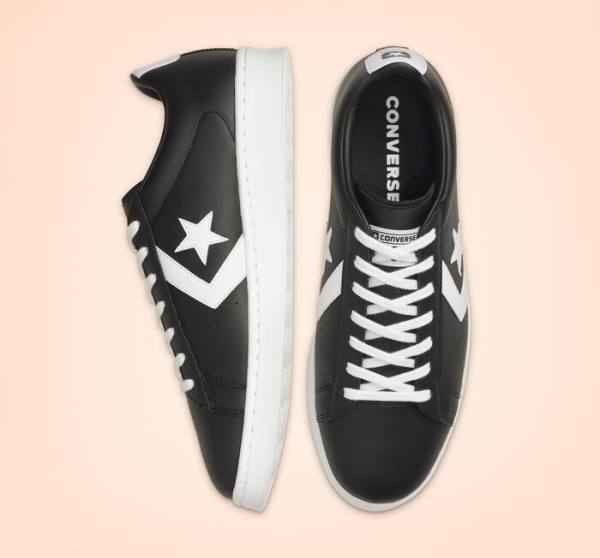 Converse Pro Läder Låga Sneakers Svarta Vita | CV-486SER